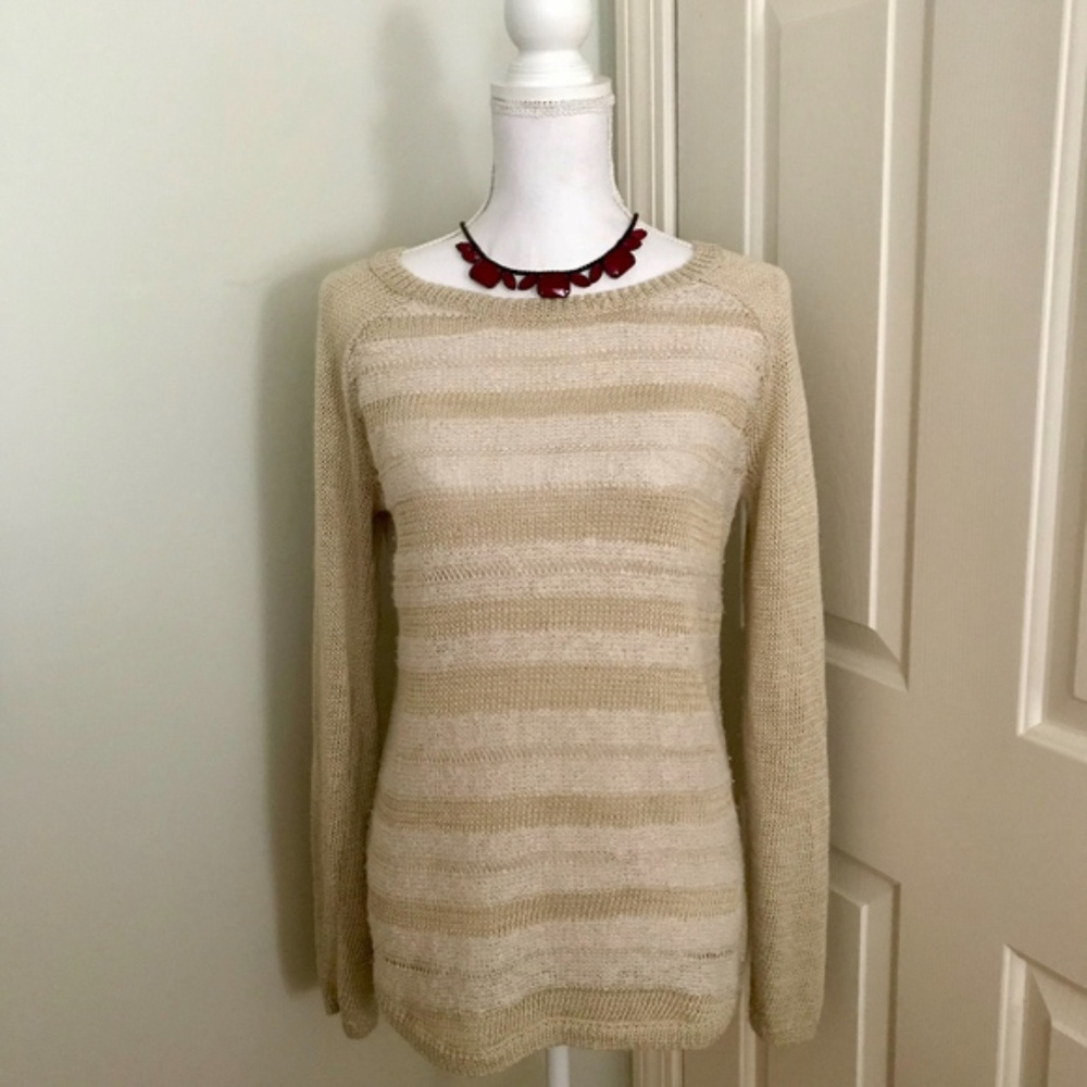 { Trouve } Open Knit Beige and Ivory Sweater